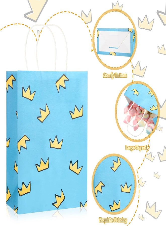 Supervitae 24 Pcs Dog Party Favor Bags with Handles, Blue Comic Goodie Gift Bags with Yellow Crown Pattern for Comic Hero Theme Birthday Party Supplies - Image 2